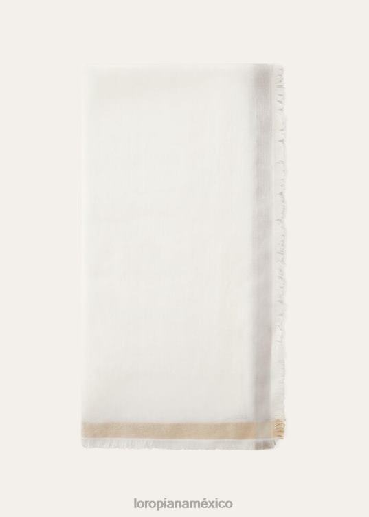 Loro Piana mujer bufanda de arcoíris cuadrado cinta óptica blanca/neutra (fzr8) 2FPNR514