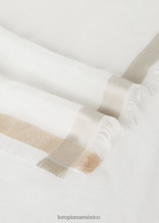 Loro Piana mujer bufanda de arcoíris cuadrado cinta óptica blanca/neutra (fzr8) 2FPNR514