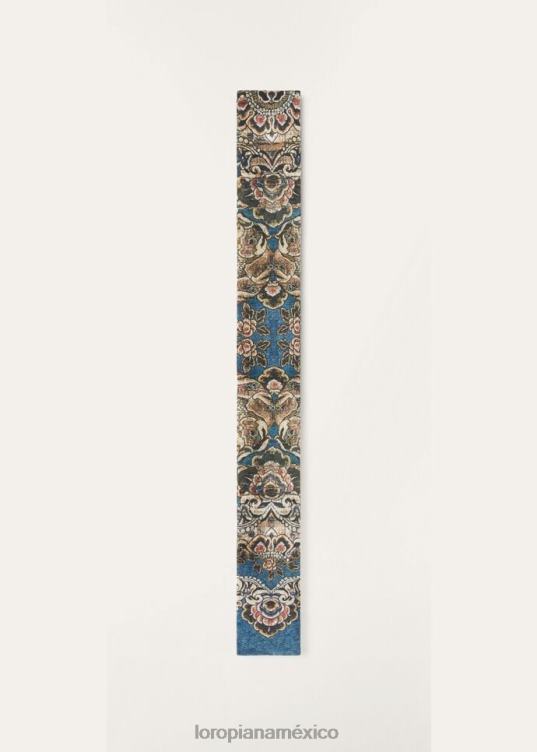 Loro Piana mujer bufanda de cuello azul+laurel coral+polvo de nuez moscada (t1be) 2FPNR575