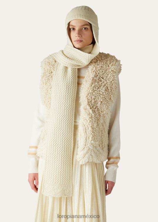 Loro Piana mujer bufanda engadina nieve blanca (1232) 2FPNR540