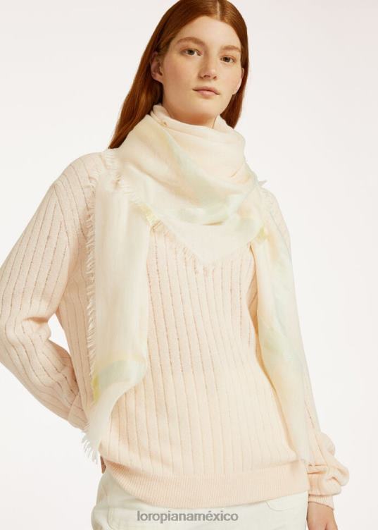 Loro Piana mujer bufanda maxi carre arcoiris flor de almendro/cinta de primavera (f4fn) 2FPNR525