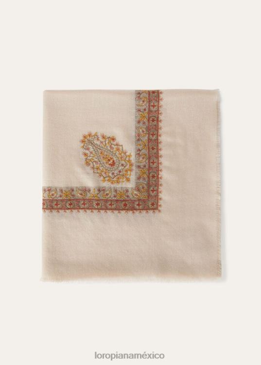 Loro Piana mujer chal florido papel beige/bordado atardecer (f5vo) 2FPNR526