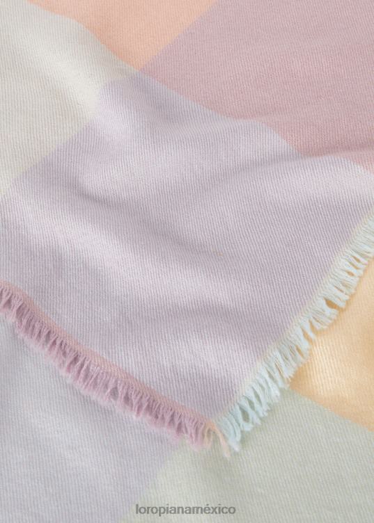 Loro Piana mujer fular cuadrilátero del silenzio travertino claro/cintas de primavera (f4fo) 2FPNR515