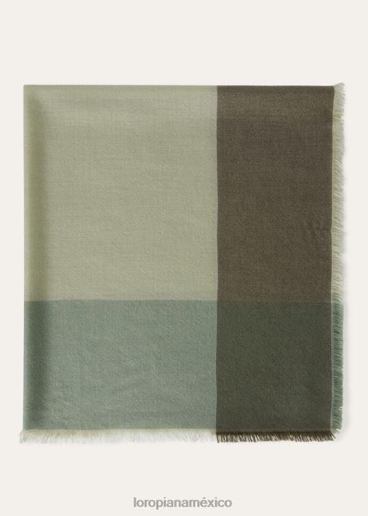 Loro Piana mujer fular cuadrilátero del silenzio travertino claro/cintas de primavera (f4fo) 2FPNR516