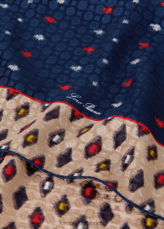 Loro Piana mujer fular de mikado champán claro/blanco/rojo tango (t1k5) 2FPNR520