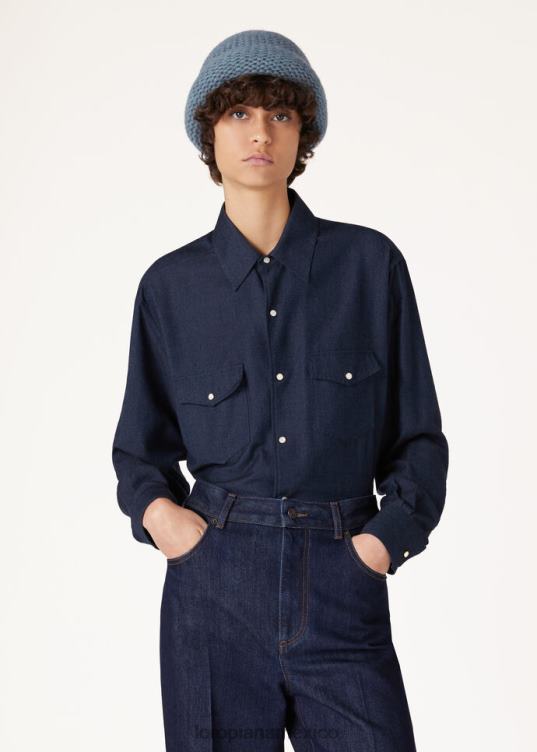 Loro Piana mujer camisa de tomás azul sombrío (w0pc) 2FPNR204