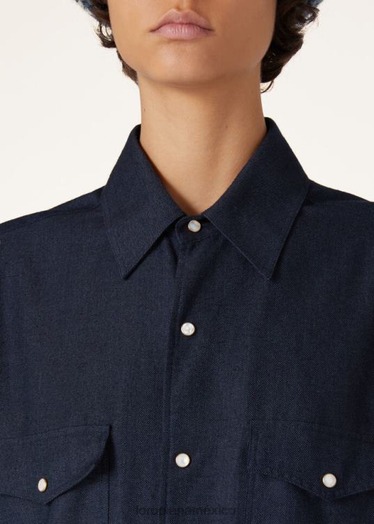 Loro Piana mujer camisa de tomás azul sombrío (w0pc) 2FPNR204
