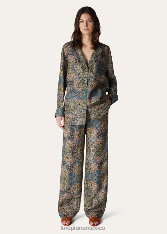 Loro Piana mujer camisa jamela azul+bahía coral+polvo de nuez moscada (t1gk) 2FPNR212