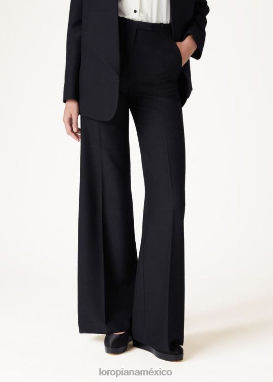 Loro Piana mujer emitir pantalones negro (8000) 2FPNR302