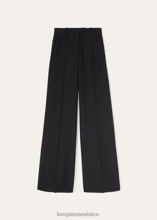 Loro Piana mujer emitir pantalones negro (8000) 2FPNR302
