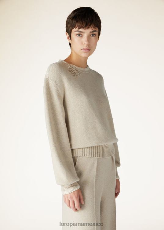 Loro Piana mujer ashi cuello redondo salsa de sésamo mel (d0iy) 2FPNR17