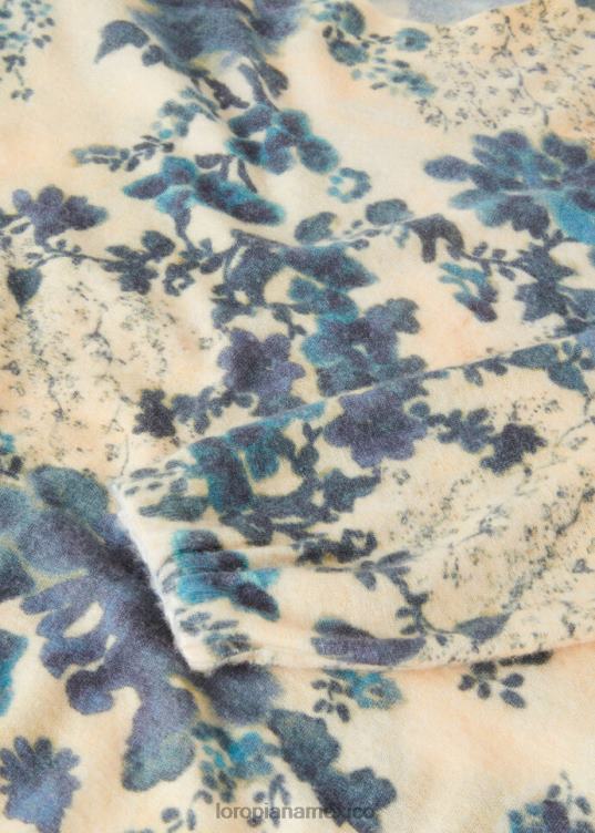 Loro Piana mujer cuello redondo de ojos azules ojos azules flores/marfil (t1is) 2FPNR11
