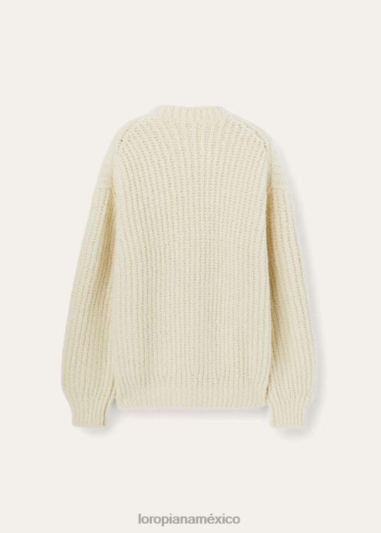 Loro Piana mujer cuello redondo envolvente nieve blanca (1232) 2FPNR56