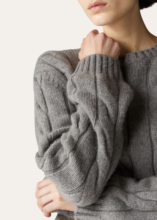 Loro Piana mujer cuello redondo napier nieve blanca (1232) 2FPNR374