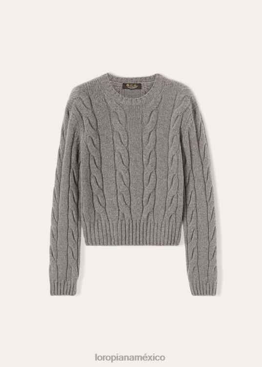 Loro Piana mujer cuello redondo napier nieve blanca (1232) 2FPNR374