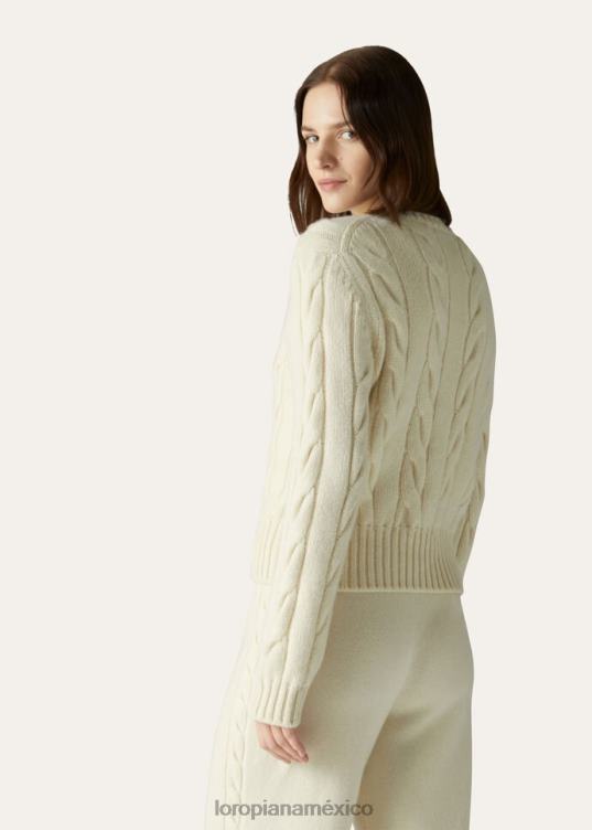 Loro Piana mujer cuello redondo napier nieve blanca (1232) 2FPNR84