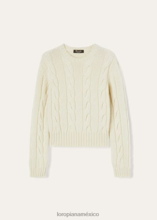 Loro Piana mujer cuello redondo napier nieve blanca (1232) 2FPNR84