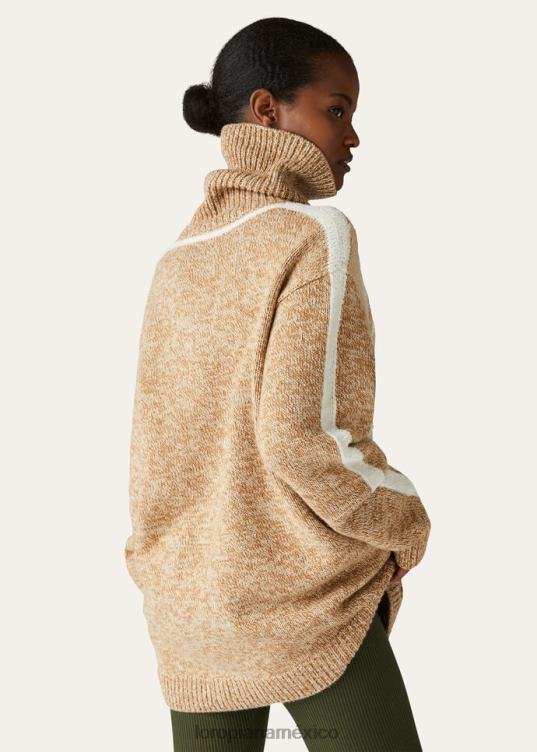 Loro Piana mujer jersey de cuello alto celerina beige elegante (f5l5) 2FPNR38