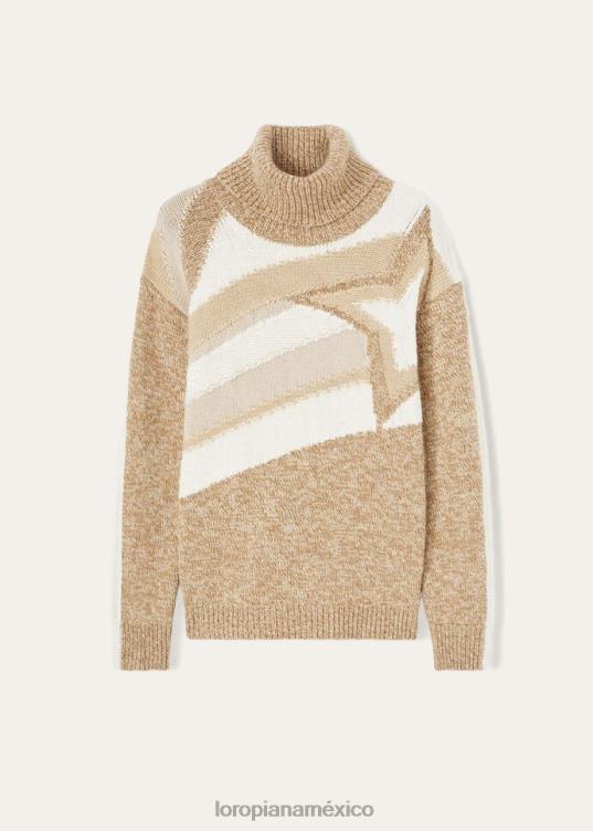 Loro Piana mujer jersey de cuello alto celerina beige elegante (f5l5) 2FPNR38