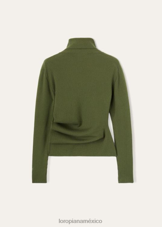 Loro Piana mujer jersey de cuello alto diavolezza verde neptuno (5i70) 2FPNR82