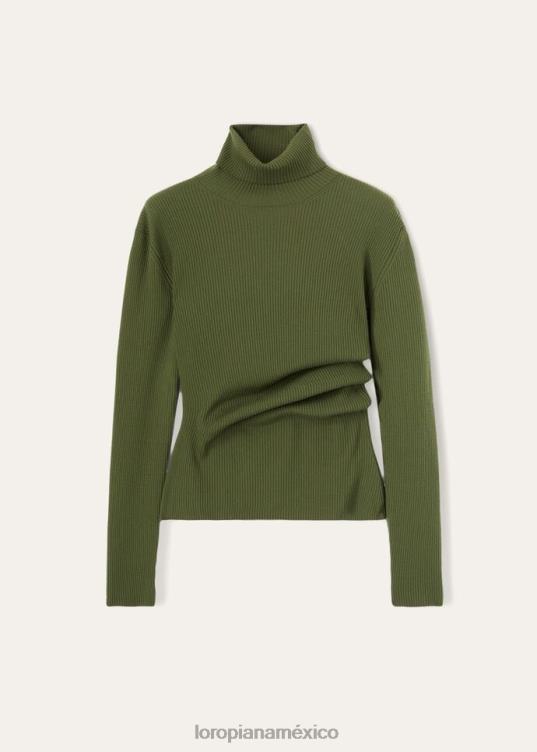 Loro Piana mujer jersey de cuello alto diavolezza verde neptuno (5i70) 2FPNR82