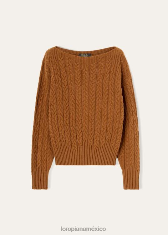 Loro Piana mujer suéter con cuello barco vicuña oscura natural (e09y) 2FPNR53