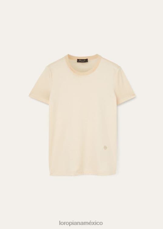 Loro Piana mujer cuello redondo my-t blanco (1000) 2FPNR219