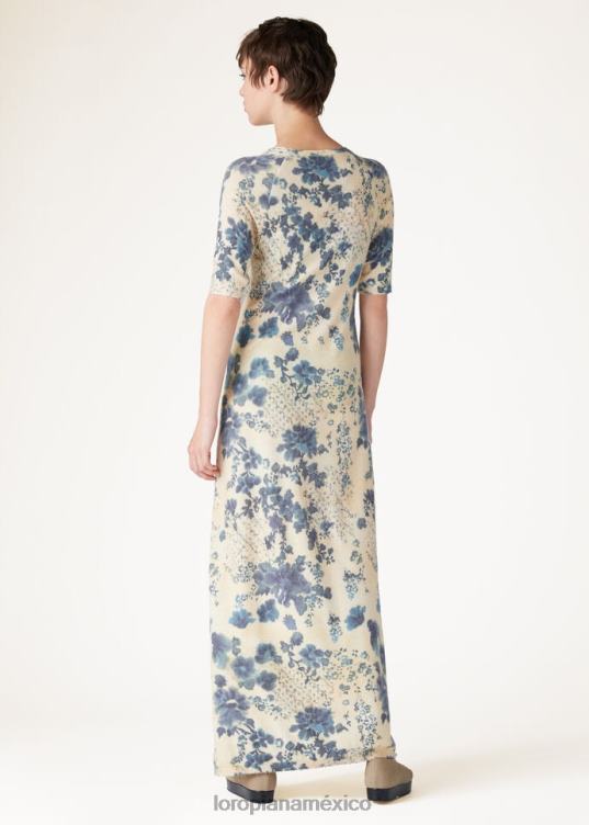 Loro Piana mujer vestido de ojos azules ojos azules flores/marfil (t1is) 2FPNR12