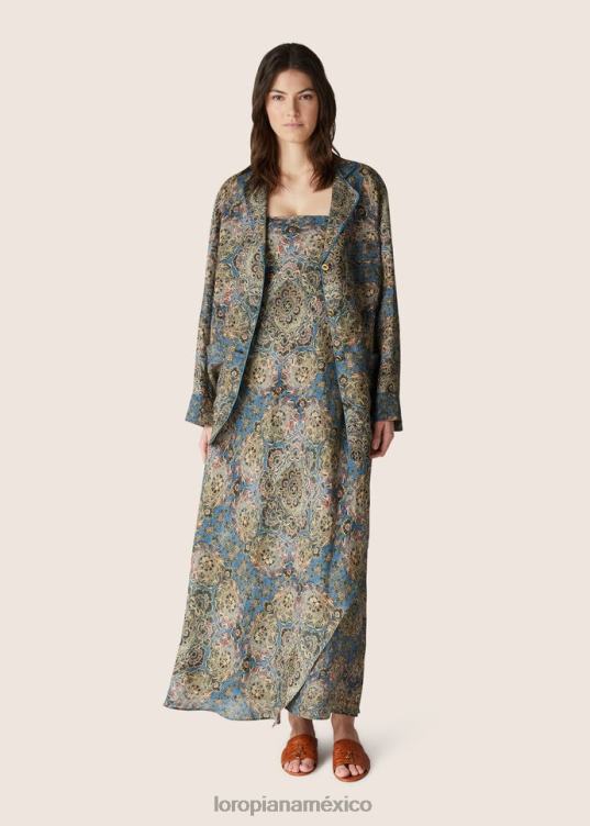 Loro Piana mujer vestido gabi azul+bahía coral+polvo de nuez moscada (t1gk) 2FPNR261