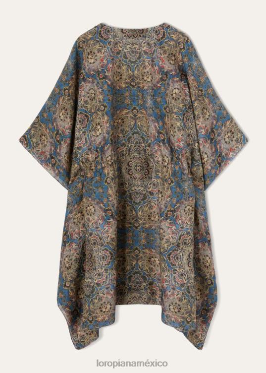 Loro Piana mujer vestido griego azul+bahía coral+polvo de nuez moscada (t1gk) 2FPNR263