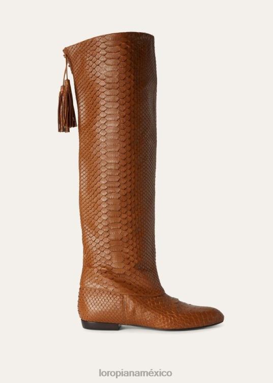 Loro Piana mujer botas flor marrón silla de montar (e424) 2FPNR707