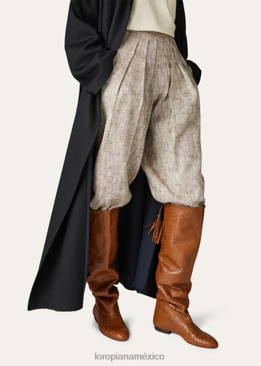 Loro Piana mujer botas flor marrón silla de montar (e424) 2FPNR707