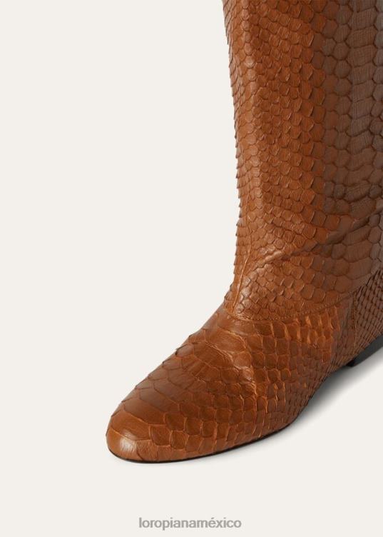 Loro Piana mujer botas flor marrón silla de montar (e424) 2FPNR707