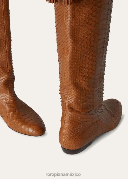 Loro Piana mujer botas flor marrón silla de montar (e424) 2FPNR707