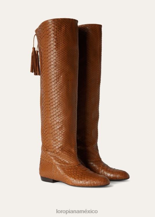 Loro Piana mujer botas flor marrón silla de montar (e424) 2FPNR707