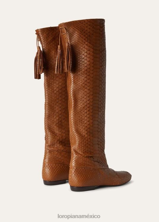 Loro Piana mujer botas flor marrón silla de montar (e424) 2FPNR707