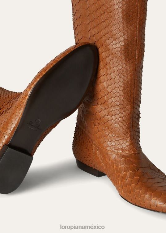 Loro Piana mujer botas flor marrón silla de montar (e424) 2FPNR707