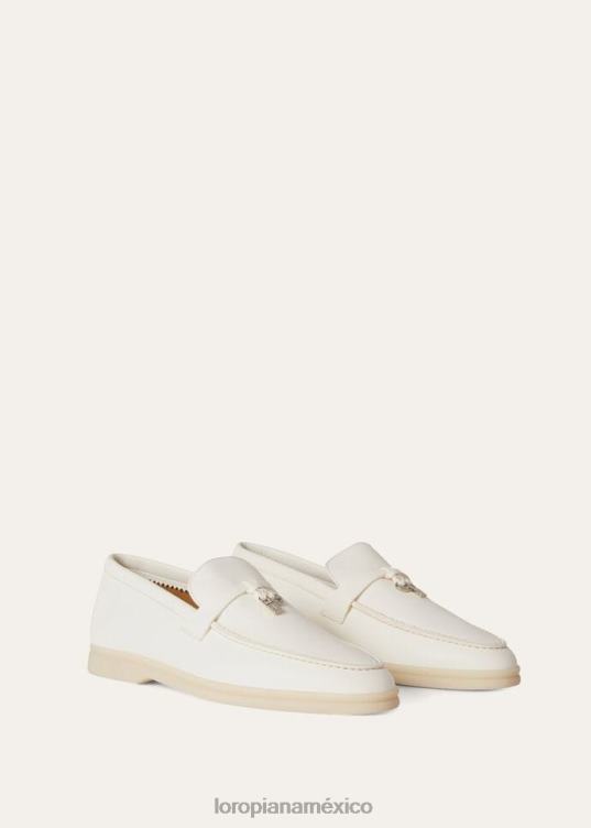 Loro Piana mujer mocasines con encanto de verano blanco (1000) 2FPNR657