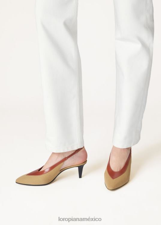 Loro Piana mujer rebeca sandalias madera hinoki/kummel profundo (b4c4) 2FPNR714